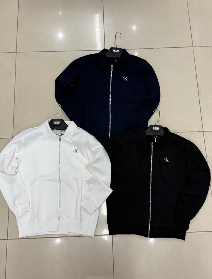 Erkek Beyaz Fermuarlı Sweatshirt - Görsel 2