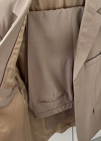 Bej Düğmeli Erkek Takım Elbise Ceket pantolon - Görsel 2