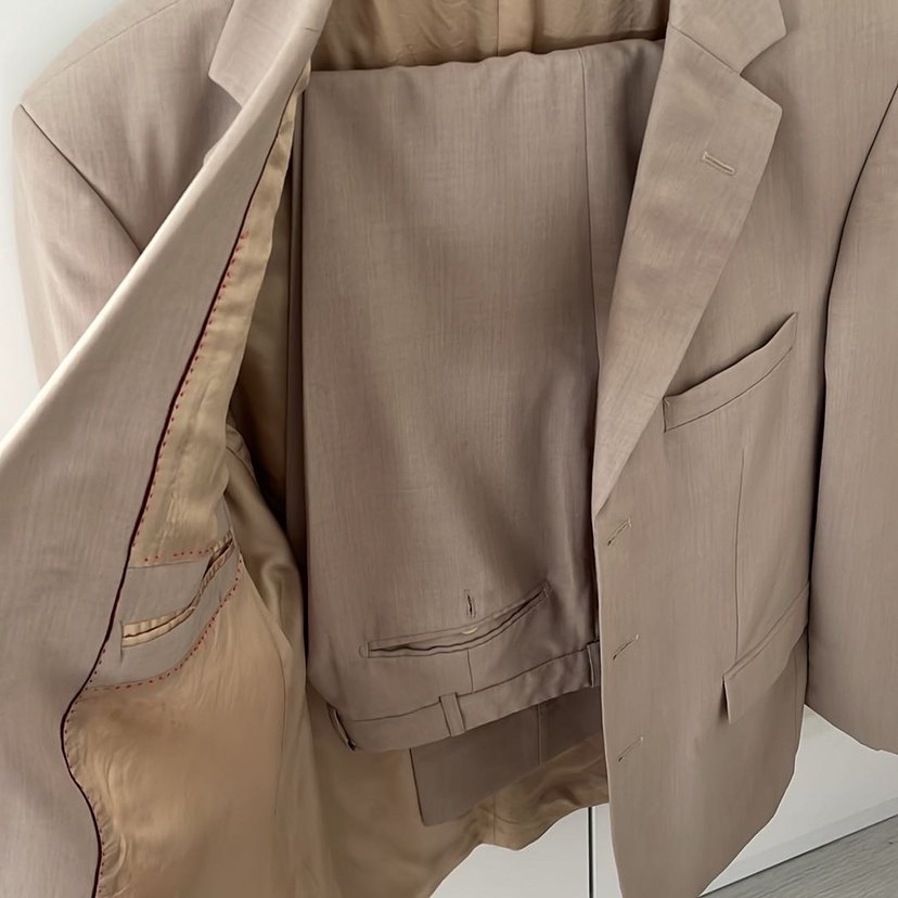 Bej Düğmeli Erkek Takım Elbise Ceket pantolon - Görsel 2