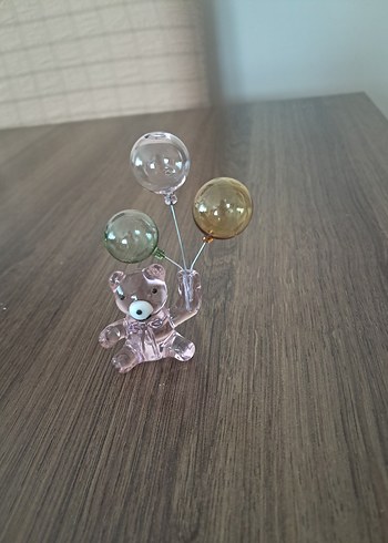 El yapımı Renkli Balonlu Cam Ayıcık Biblo - Görsel 2