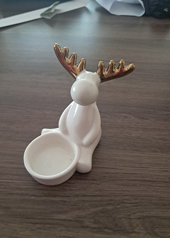 Altın Boynuzlu Beyaz Geyik Mumluk - Görsel 2