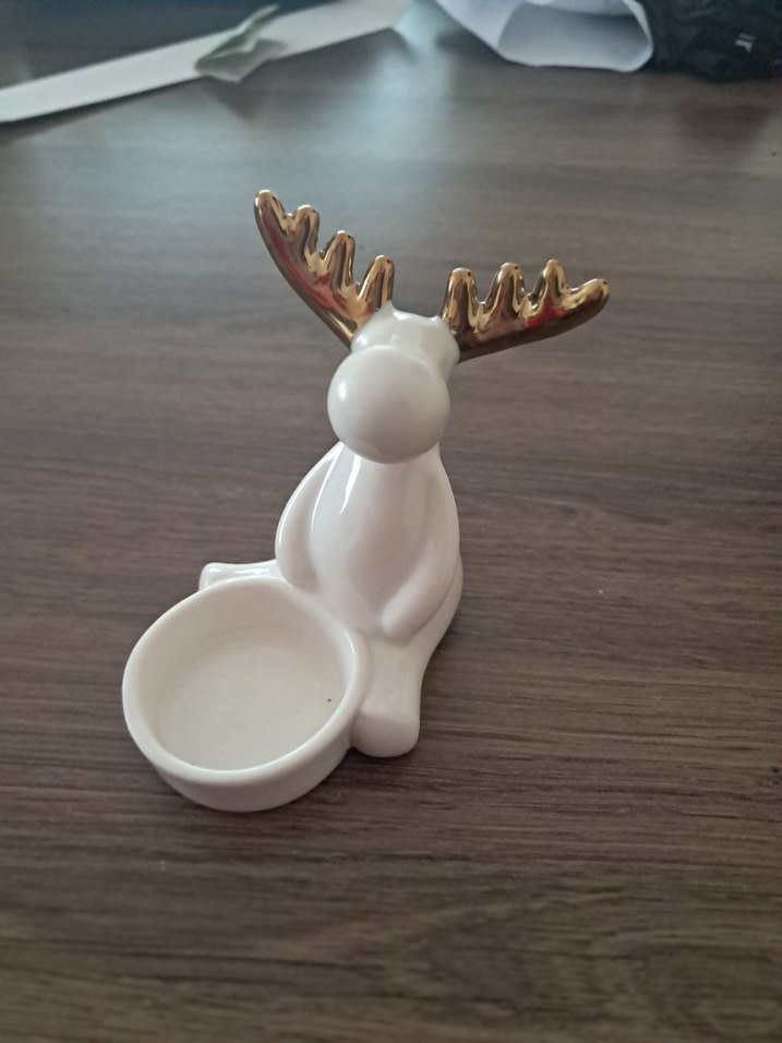 Altın Boynuzlu Beyaz Geyik Mumluk - Görsel 2