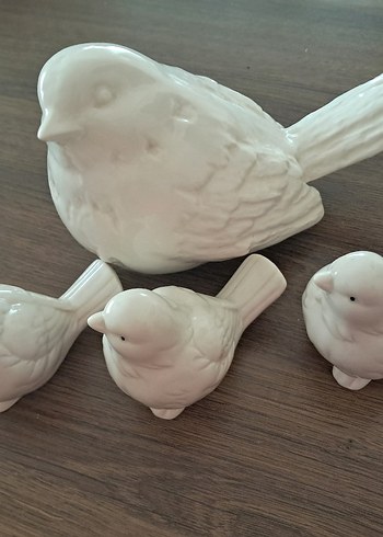 Porselen Beyaz Kuş Figürin Seti - Görsel 2
