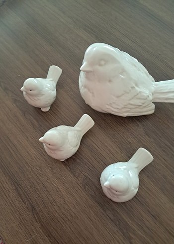 Porselen Beyaz Kuş Figürin Seti - Görsel 3