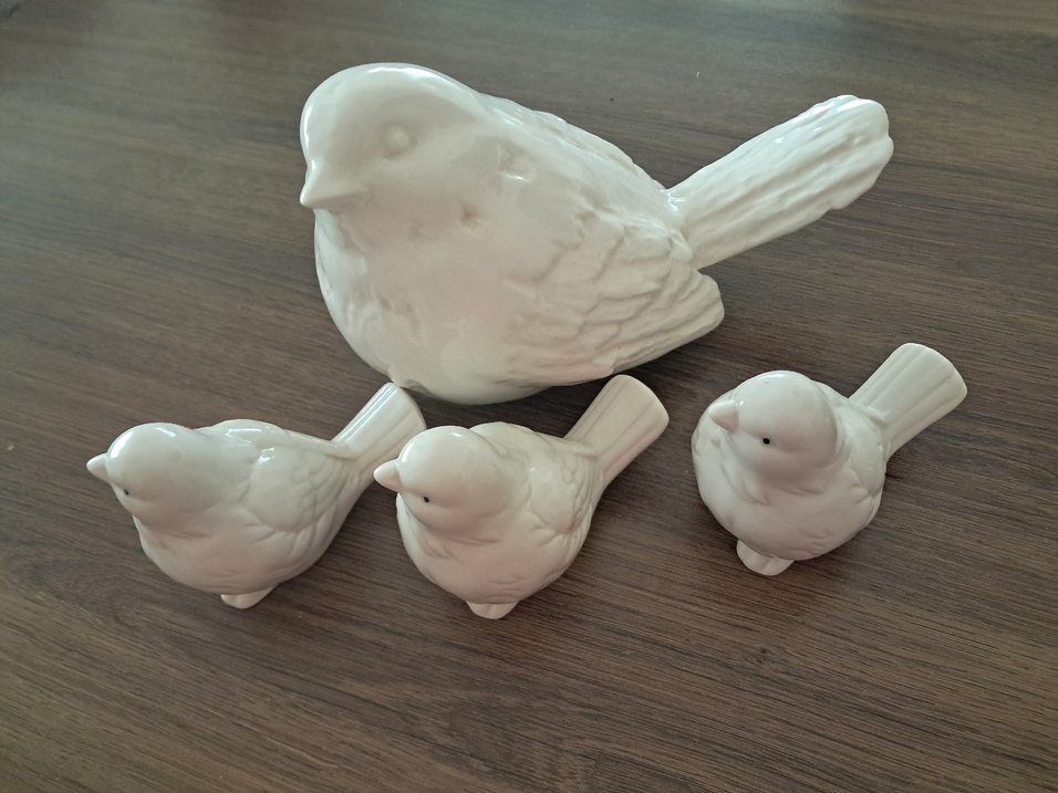 Porselen Beyaz Kuş Figürin Seti - Görsel 2