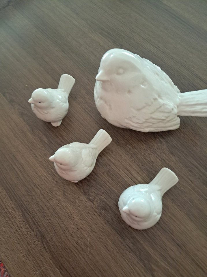 Porselen Beyaz Kuş Figürin Seti - Görsel 3