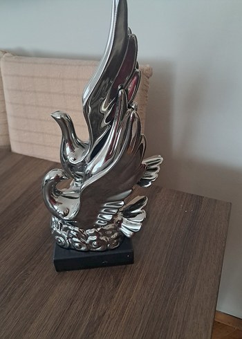 Seramik Parlak Gri Kuş Figürünü - Görsel 2