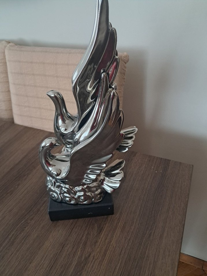 Seramik Parlak Gri Kuş Figürünü - Görsel 2