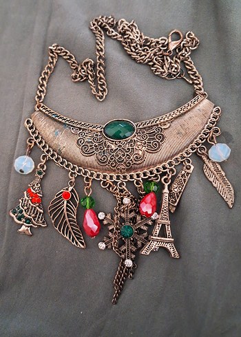 Uzun Etnik Turkuaz Taşlı Bohem Kolye - Görsel 5