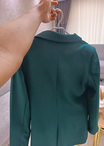 Uzun Kol Koyu Yeşil Kadın Blazer Ceket - Görsel 3