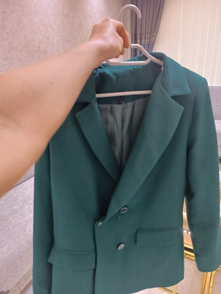 Uzun Kol Koyu Yeşil Kadın Blazer Ceket - Görsel 2