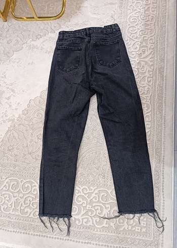 Gri Kadın Denim Pantolon Velcro Detaylı zara - Görsel 2