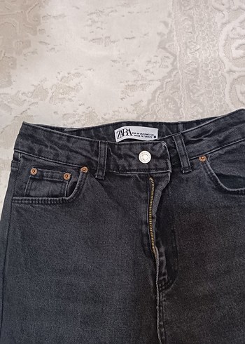 Gri Kadın Denim Pantolon Velcro Detaylı zara - Görsel 3