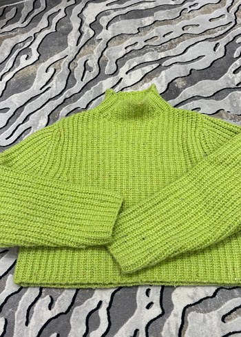 Yeşil Örgü Boğazlı Kadın Kazak - Görsel 3