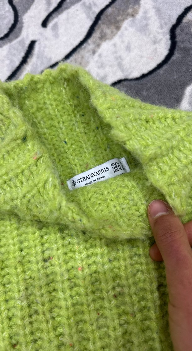 Yeşil Örgü Boğazlı Kadın Kazak - Görsel 2