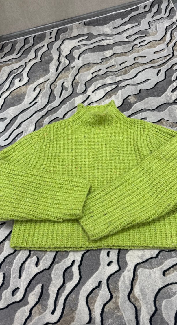 Yeşil Örgü Boğazlı Kadın Kazak - Görsel 3