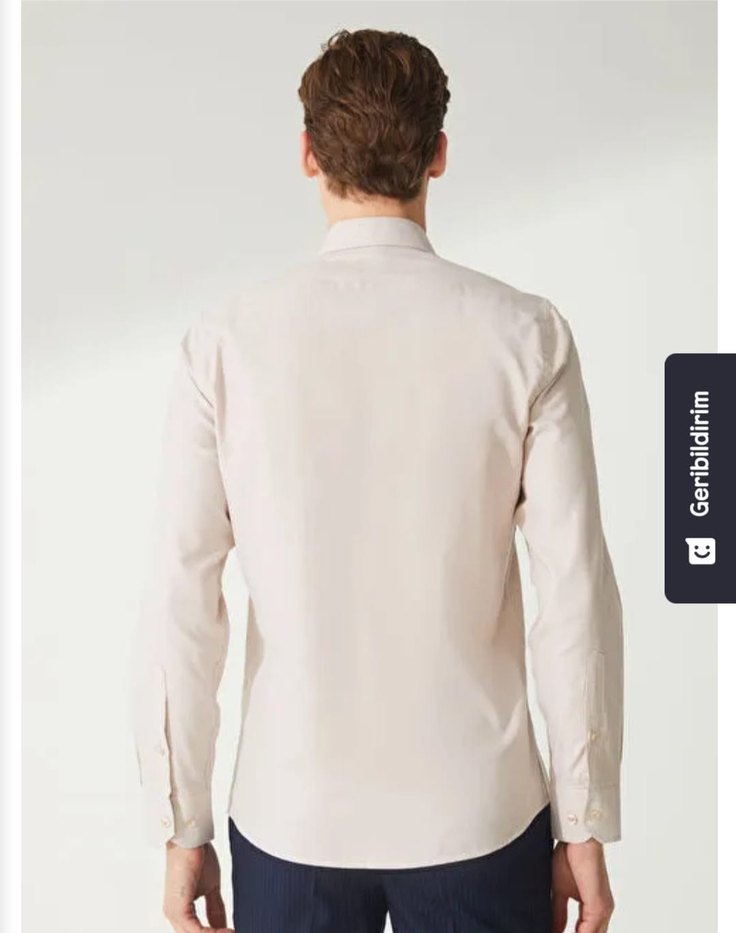 Beymen Business Alım Fit Düğmeli yaka gömlek bej - Görsel 2