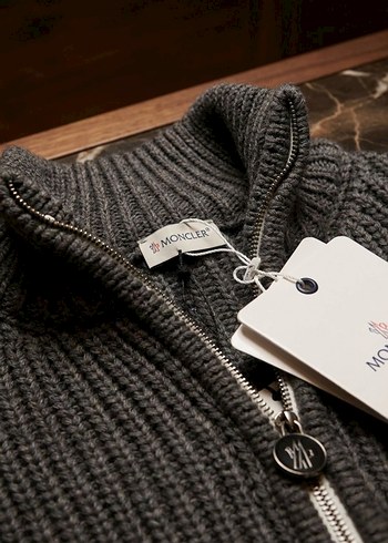 Moncler Gri Örgü Yün Erkek Hırka - Görsel 2