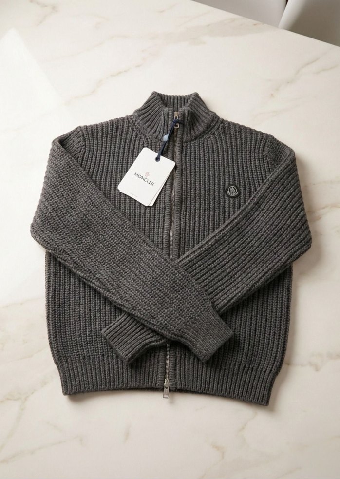 Moncler Gri Örgü Yün Erkek Hırka - Görsel 3