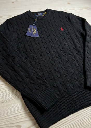 Erkek Siyah Örgü Yün Sweatshirt - Görsel 2