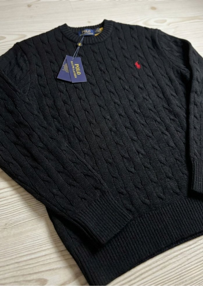 Erkek Siyah Örgü Yün Sweatshirt - Görsel 2