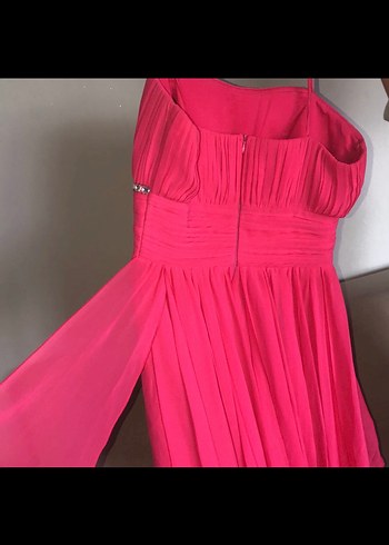 Pembe Askılı Uzun Abiye Elbise - Görsel 2