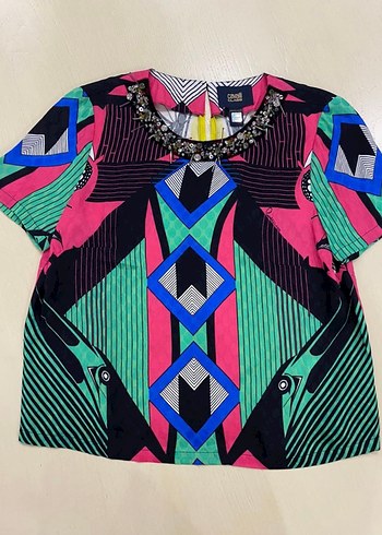Diğer Cavalli Geometrik Desenli Tasli Yaka Bluz
