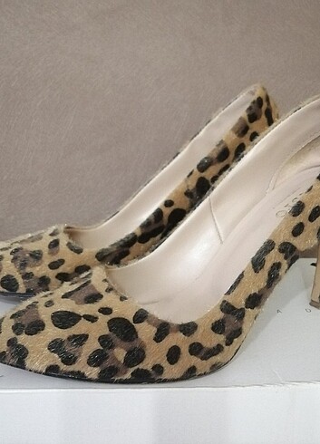 Leopar stiletto ince topuk 
