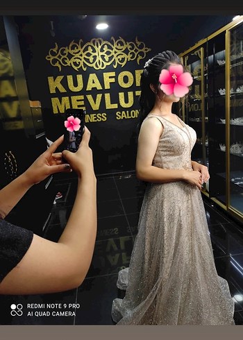 Marka Bej Dantel İşlemeli Uzun Bohem Gelinlik - Görsel 3