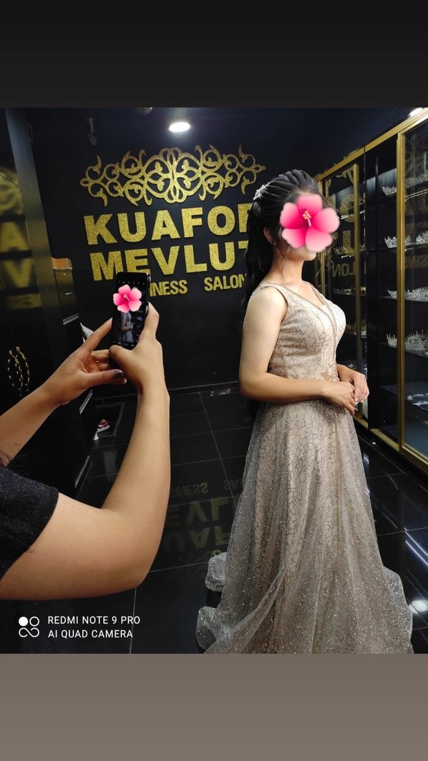 Marka Bej Dantel İşlemeli Uzun Bohem Gelinlik - Görsel 3