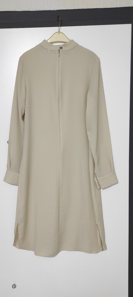 Bej Kadın Uzun Kollu Düğmeli Tunik - Görsel 2