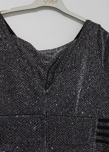 Gri V Yaka Uzun Abiye Elbise - Görsel 3