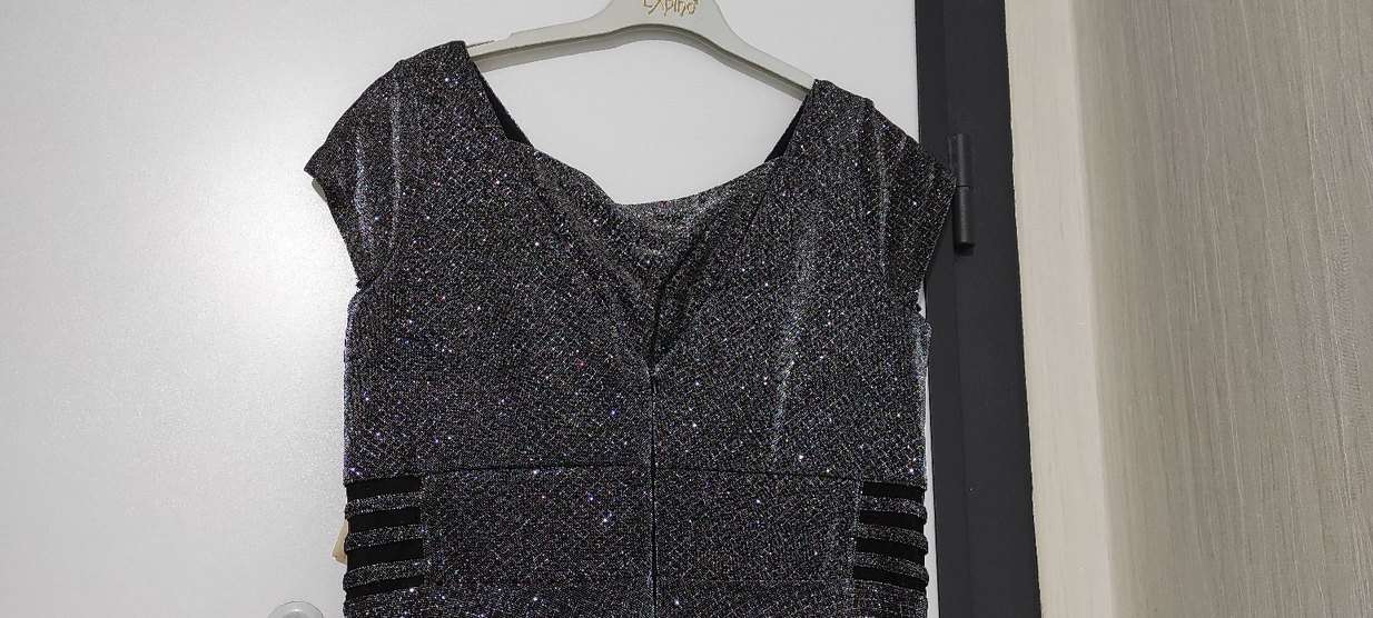 Gri V Yaka Uzun Abiye Elbise - Görsel 3