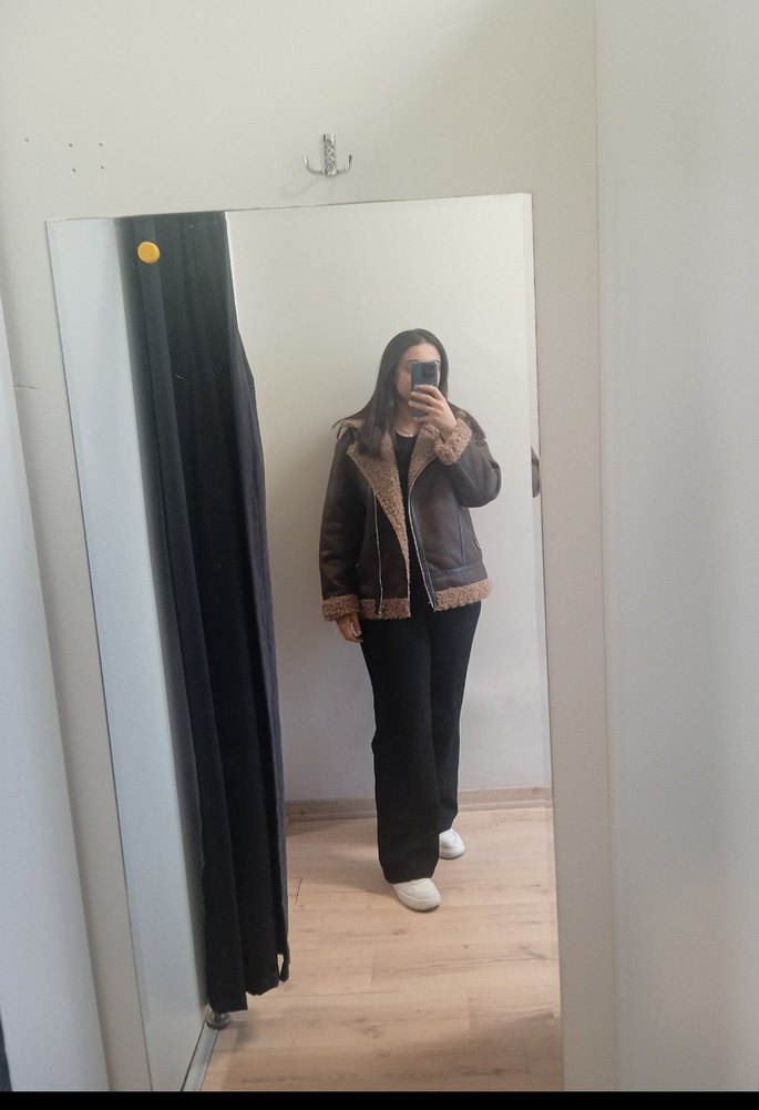 Kahverengi Kürklü Deri Kadın Ceket - Görsel 3