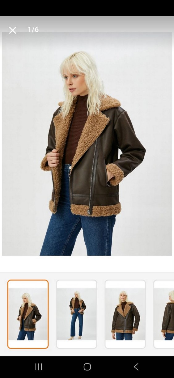 Kahverengi Kürklü Deri Kadın Ceket - Görsel 2