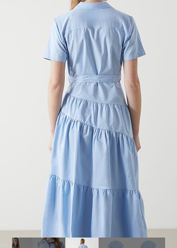 Mavi Pamuklu Uzun Elbise - Görsel 2