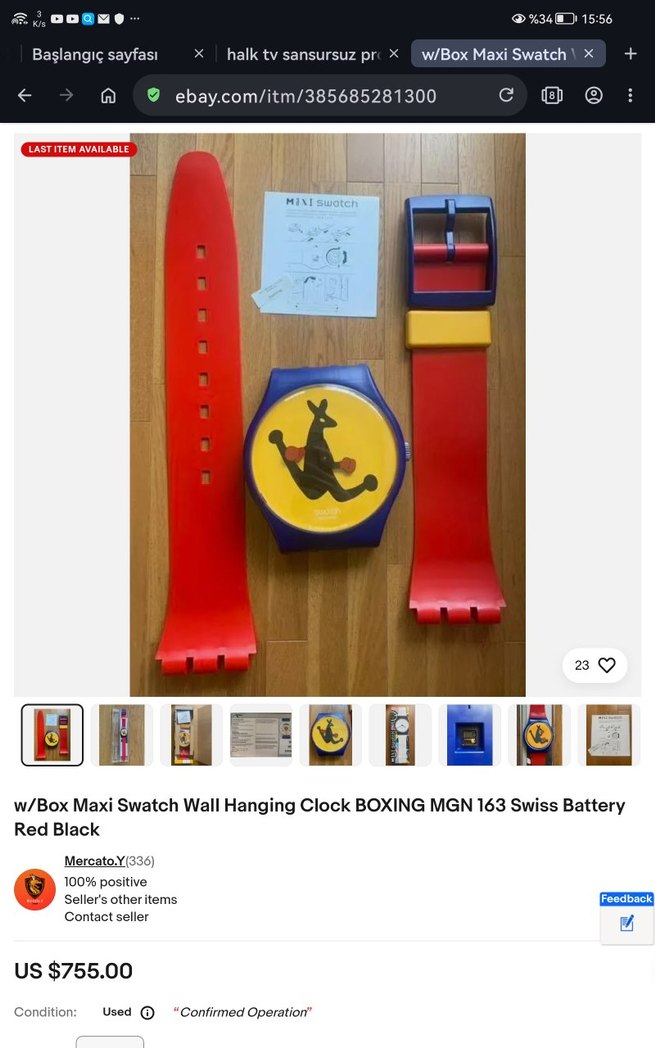 orjinal swatch marka dev duvar saati - Görsel 2