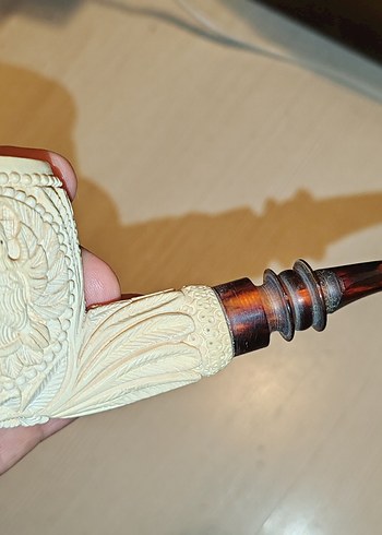 koleksiyonluk lületaşı gerçek kehribar  ağazlıklı pipo - Görsel 3