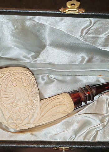 koleksiyonluk lületaşı gerçek kehribar  ağazlıklı pipo - Görsel 2