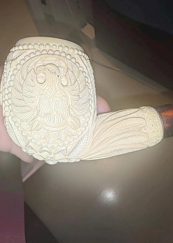 koleksiyonluk lületaşı gerçek kehribar  ağazlıklı pipo - Görsel 5