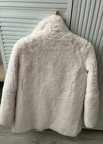Bershka Beyaz Peluş Midi Kadın kürk - Görsel 2