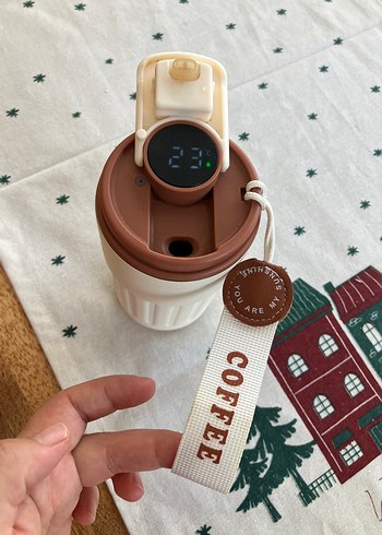 Bej Renkli ısı göstergeli içecek Termosu - Görsel 2