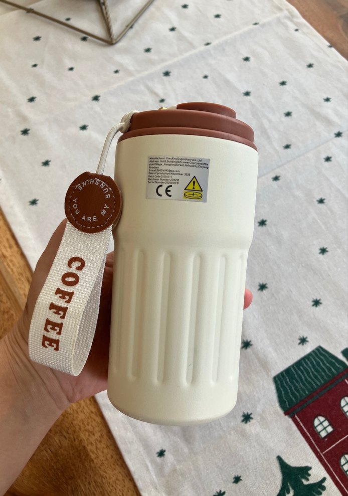 Bej Renkli ısı göstergeli içecek Termosu - Görsel 3