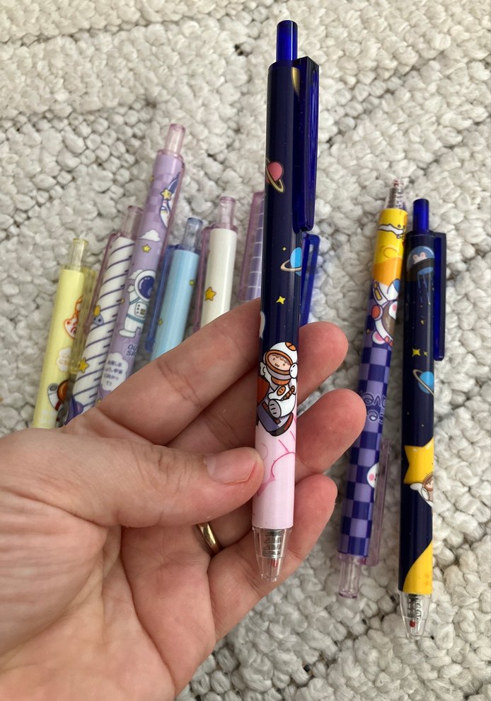 Renkli Pastel Desenli siyah pilot Kalem adet - Görsel 5