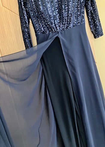Lacivert Uzun Abiye Elbise görünümlü TULUM - Görsel 4