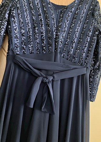 Lacivert Uzun Abiye Elbise görünümlü TULUM - Görsel 6