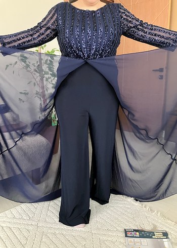 Lacivert Uzun Abiye Elbise görünümlü TULUM - Görsel 9