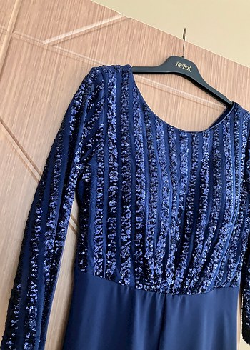 Lacivert Uzun Abiye Elbise görünümlü TULUM - Görsel 2