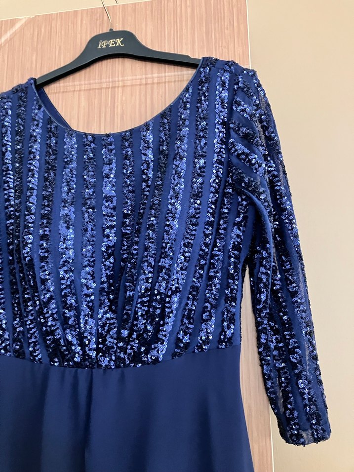 Lacivert Uzun Abiye Elbise görünümlü TULUM - Görsel 3