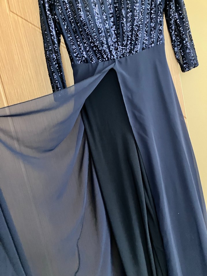 Lacivert Uzun Abiye Elbise görünümlü TULUM - Görsel 4